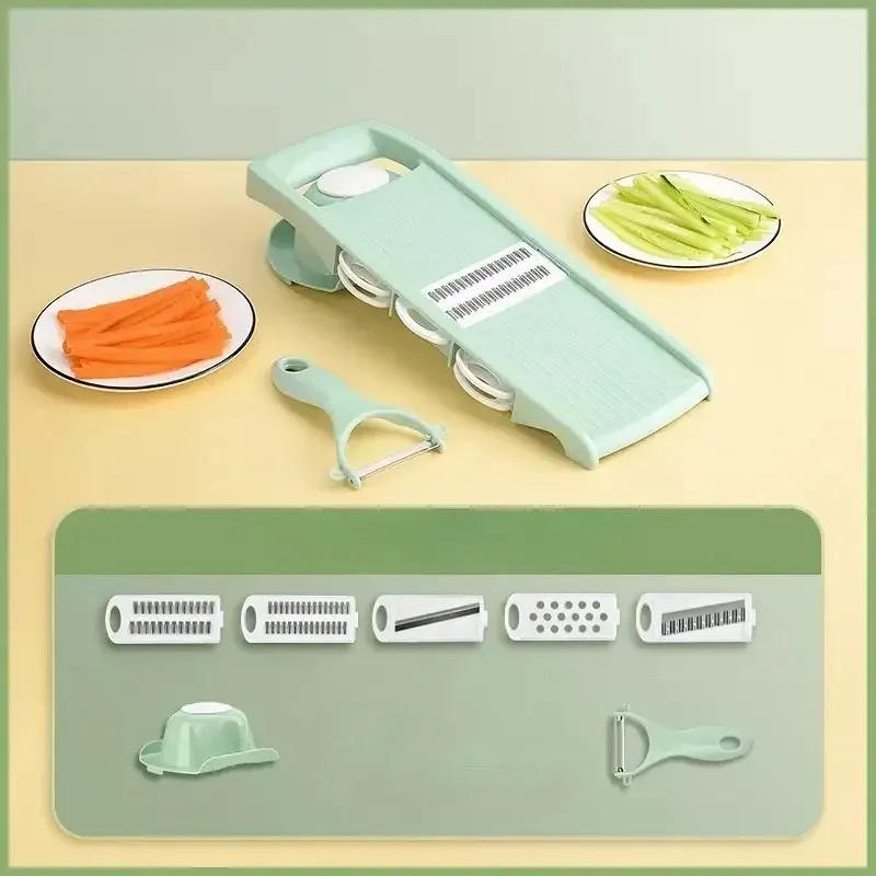 Coupe-pommes de terre, coupe-légumes domestique, robot multifonction pour fruits, coupe-julienne, râpe avec poignée, ustensiles de cuisine 7
