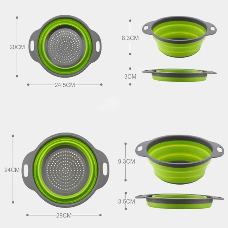 Panier égouttoir pliant en silicone, rond, pour légumes et fruits, lot de 2 6