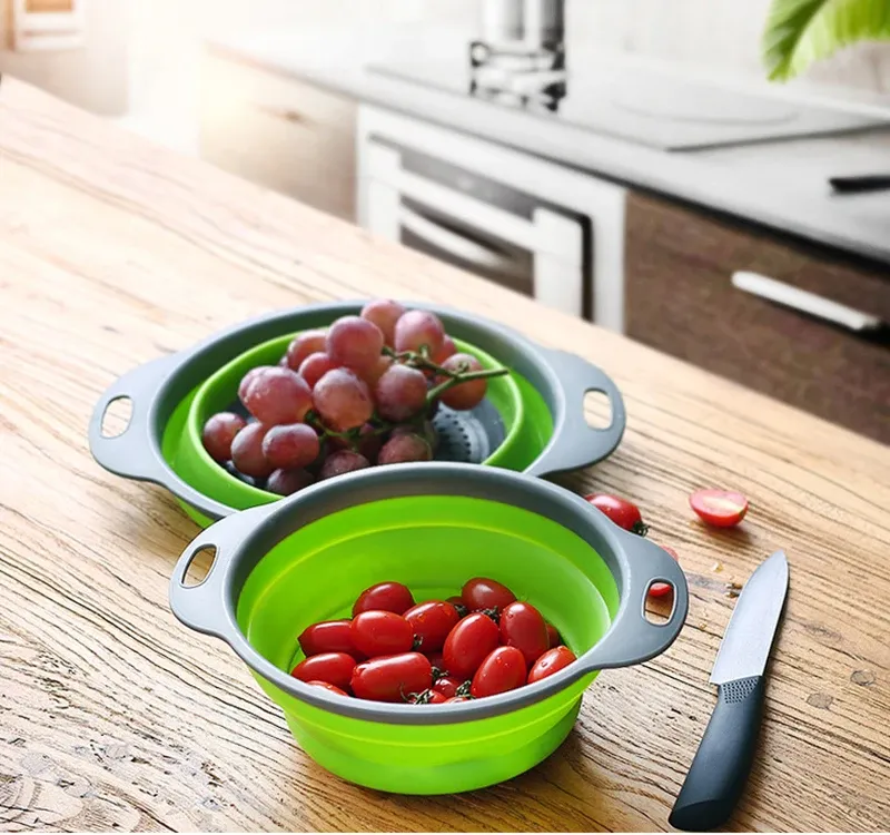 Passoire pliable en silicone, vue de côté