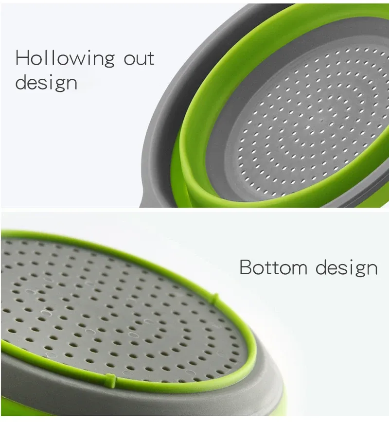 Passoire pliable en silicone, détail de la structure