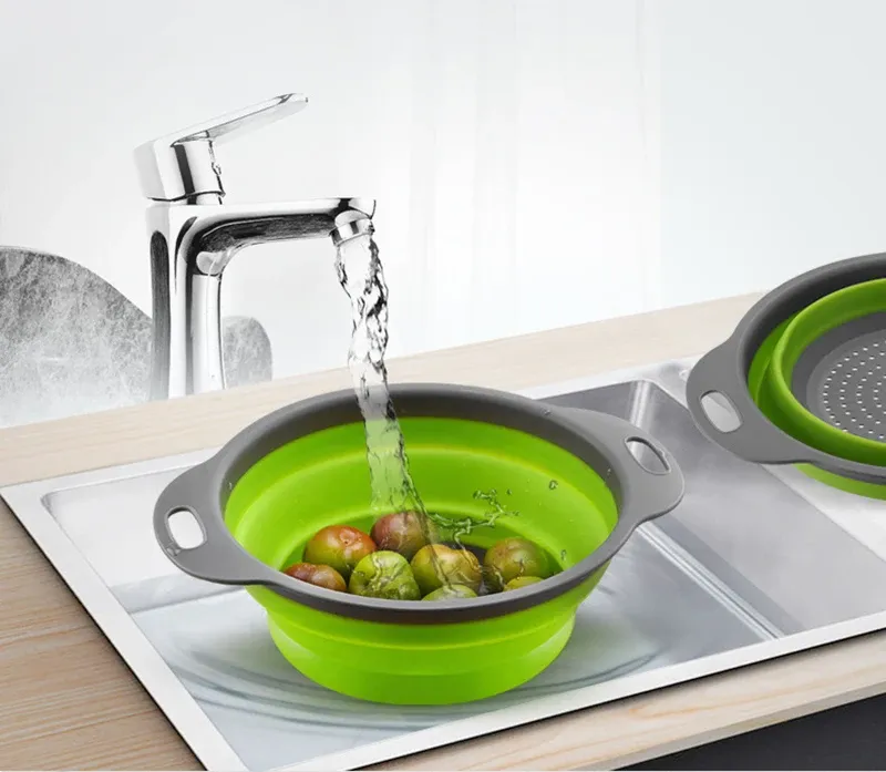 Passoire pliable en silicone, rangement compact