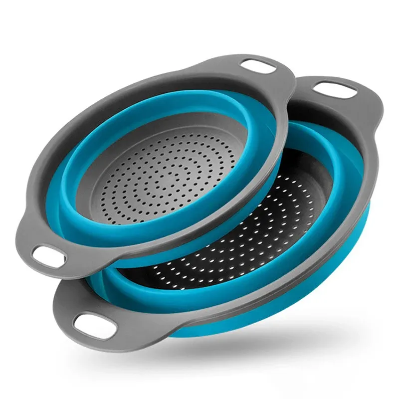 Panier égouttoir pliant en silicone, rond, pour légumes et fruits, lot de 2 9