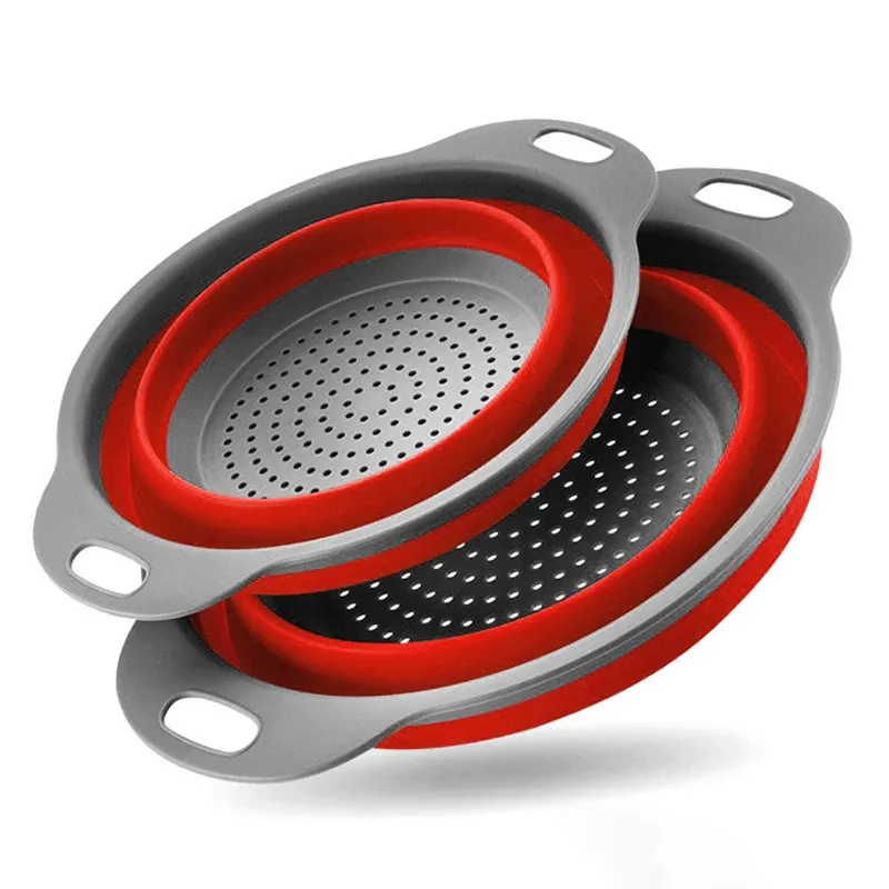 Panier égouttoir pliant en silicone, rond, pour légumes et fruits, lot de 2 8