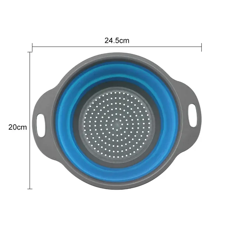 Panier égouttoir pliant en silicone, rond, pour légumes et fruits, lot de 2 15