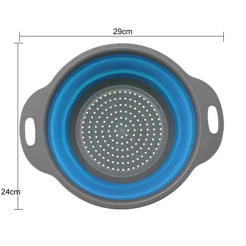 Panier égouttoir pliant en silicone, rond, pour légumes et fruits, lot de 2 12