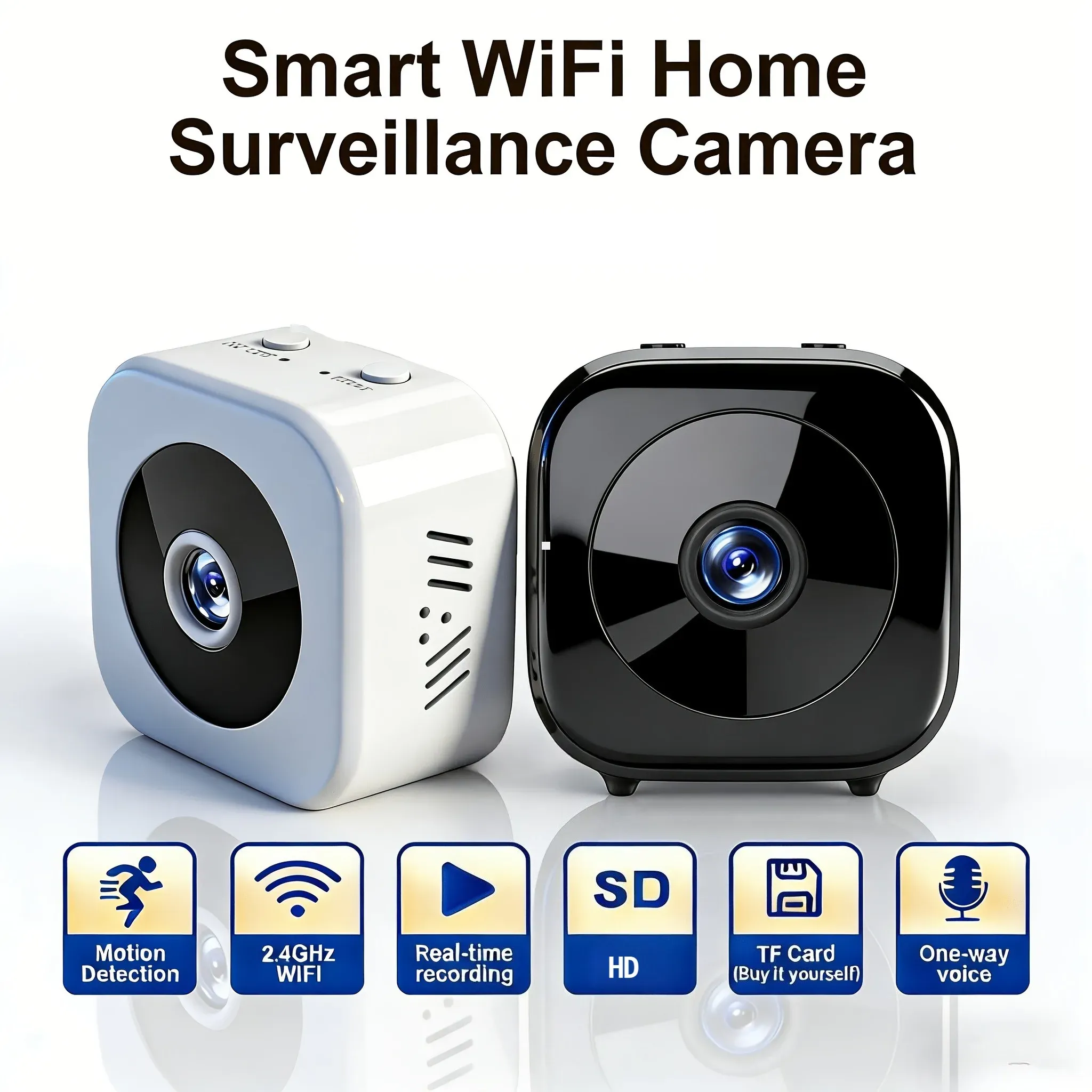 Mini caméra de surveillance intelligente HD Wi-Fi, enregistreur vidéo et audio, caméra de sécurité sans fil discrète pour l'intérieur