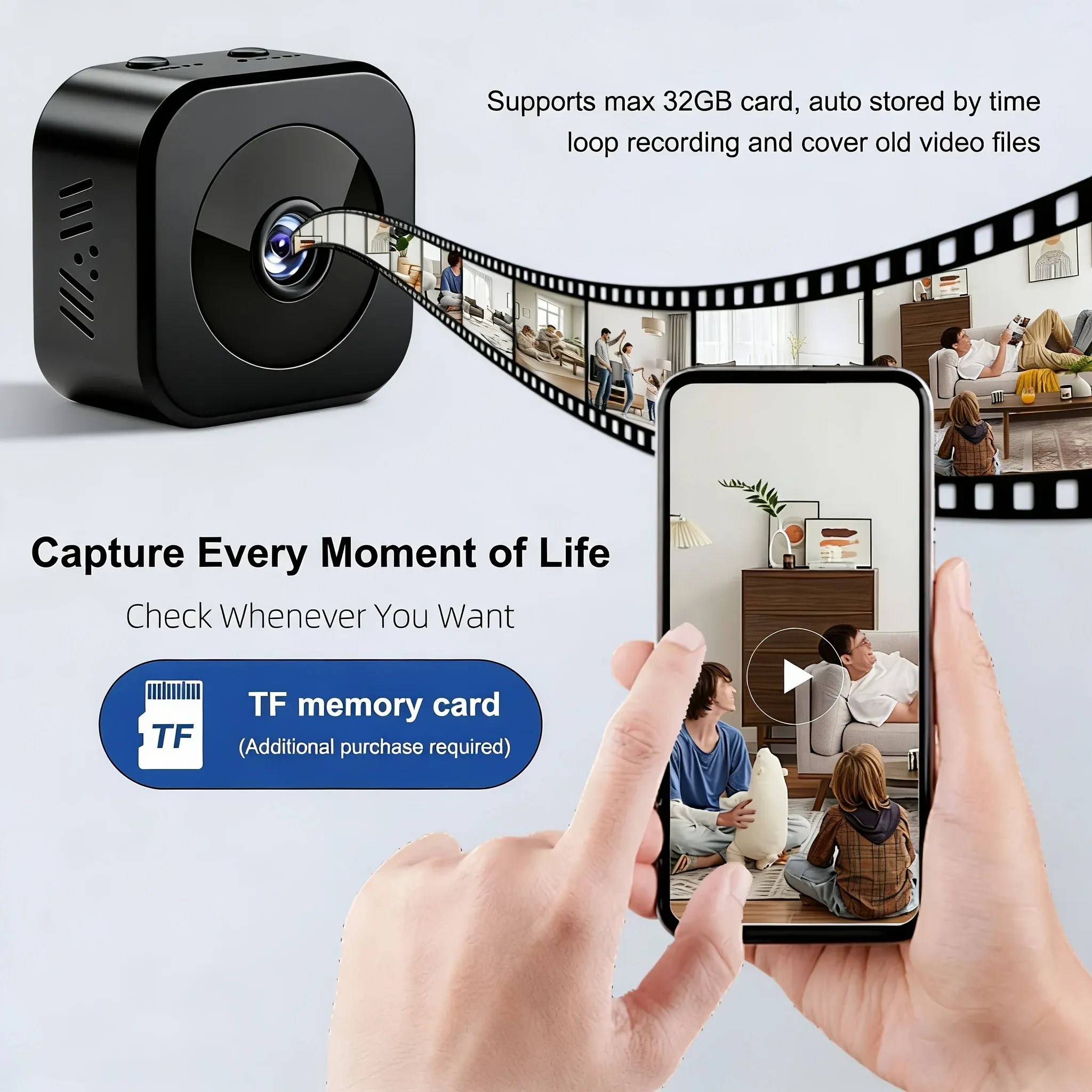 Mini caméra de surveillance intelligente HD Wi-Fi, enregistreur vidéo et audio, caméra de sécurité sans fil discrète pour l'intérieur 3