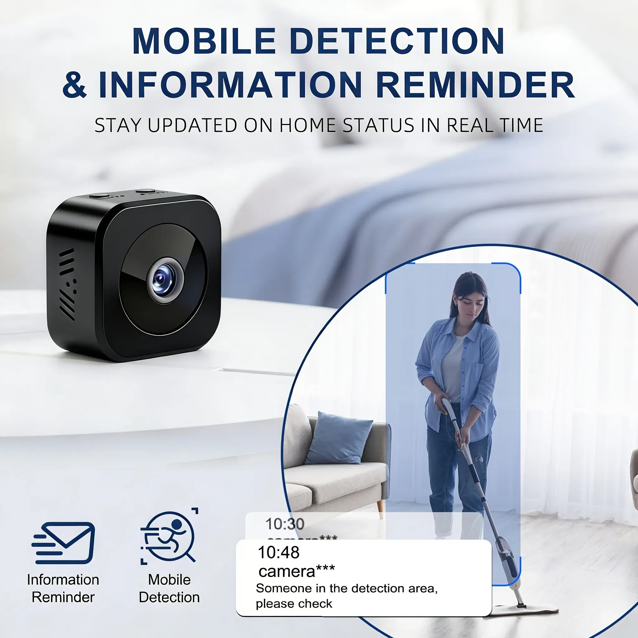 Mini caméra de surveillance intelligente HD Wi-Fi, enregistreur vidéo et audio, caméra de sécurité sans fil discrète pour l'intérieur 4
