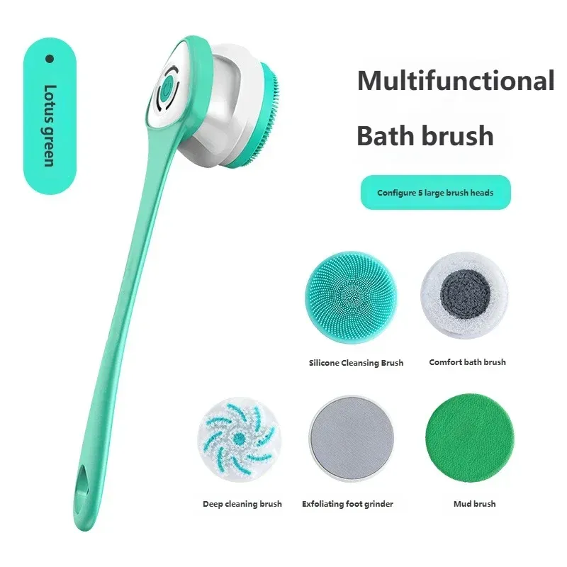 Brosse de douche électrique multifonction imperméable à long manche, pour le dos et le visage 6