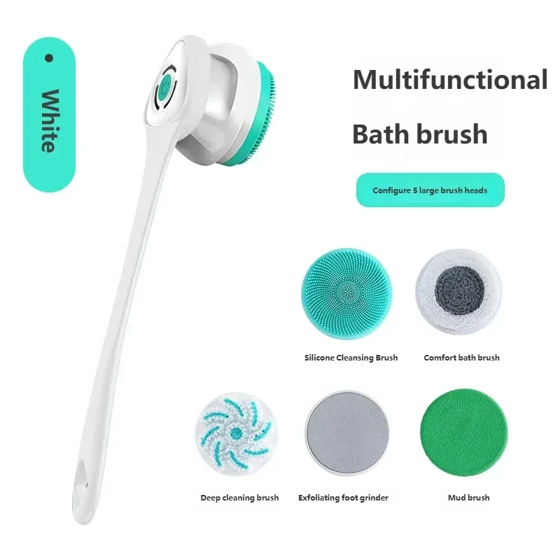 Brosse de douche électrique multifonction imperméable à long manche, pour le dos et le visage 7