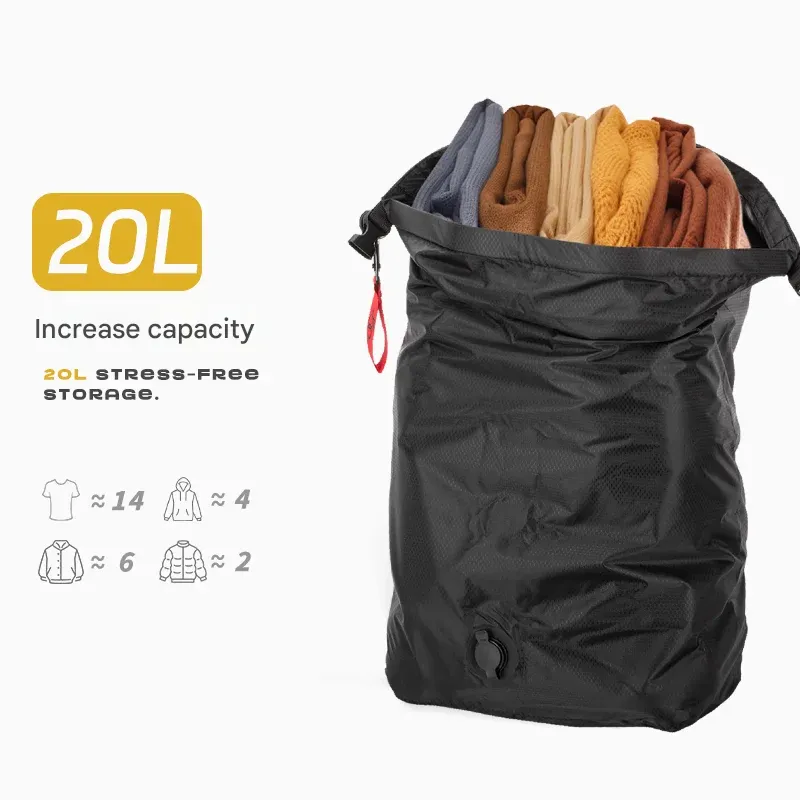 Sac de rangement compressible sous vide, portable, grande capacité, étanche, sac à bagages, sac à vêtements, anti-poussière, voyage d'affaires 23