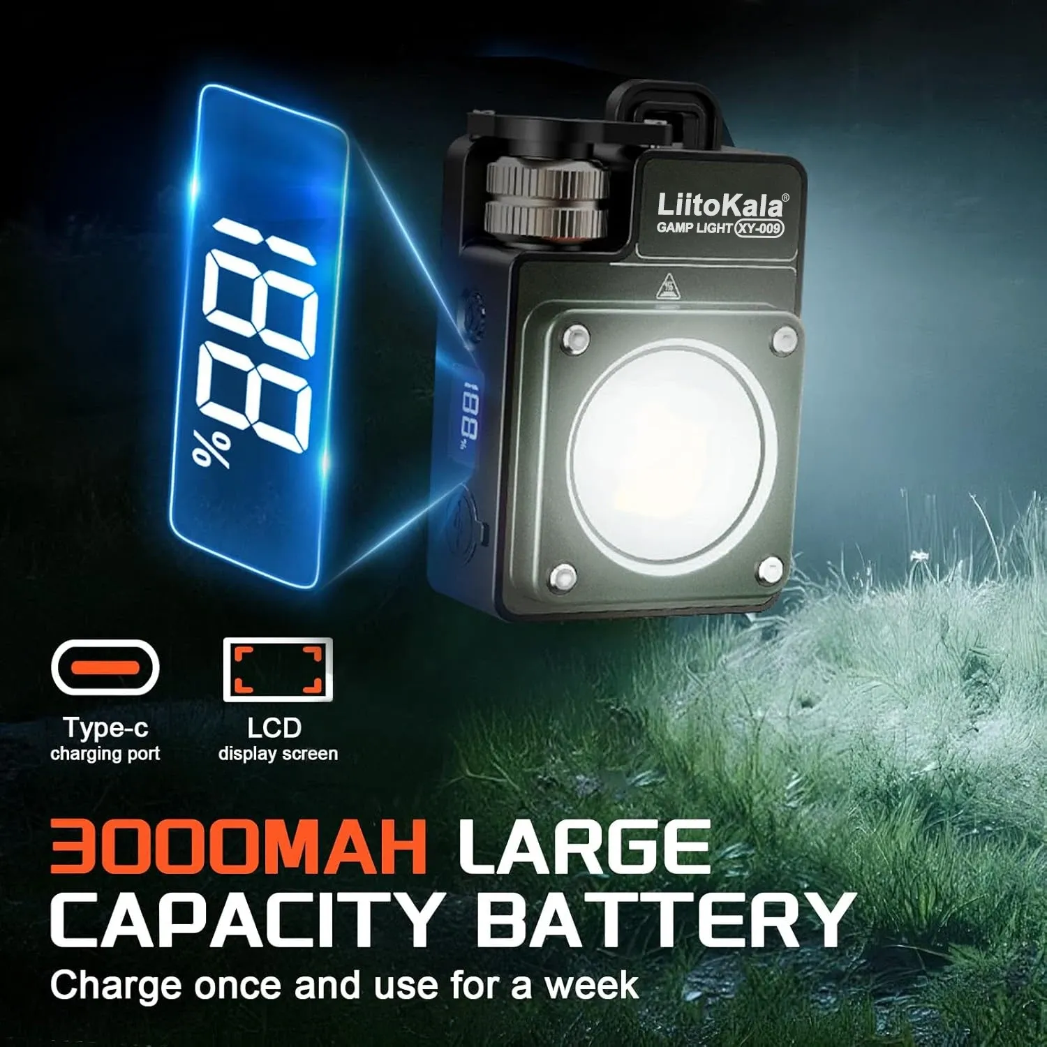 Lampe porte-clés rechargeable LiitoKala 120-3500 lumens, lampe torche multifonction portable, batterie 3000 mAh, lampe de travail 3