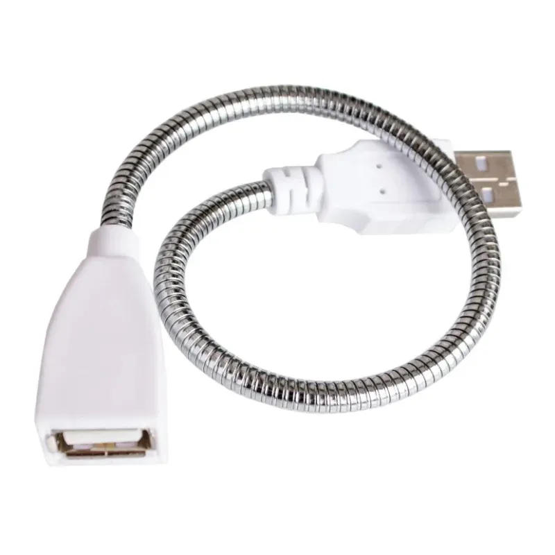 Lampe de bureau USB réglable à col flexible en métal, avec rallonge de câble