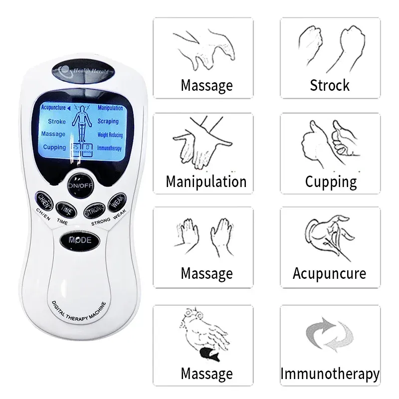 Masseur électrique à impulsions TENS à double sortie et stimulateur musculaire EMS, pour massage d'acupuncture du cou, du dos et du corps 3