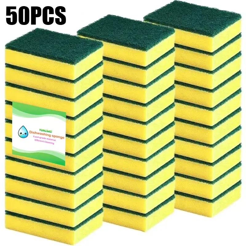 Éponge double face très absorbante, pot de nettoyage magique, brosse antirouille, outil de nettoyage de graisse de cuisine, lot de 10 à 50 pièces 8