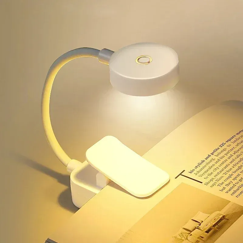 Mini lampe de lecture LED à pince, lampe de table, éclairage protecteur pour les yeux, 3 couleurs, fonctionnement à piles, veilleuse portable, lampe de chevet pour étudiants 2