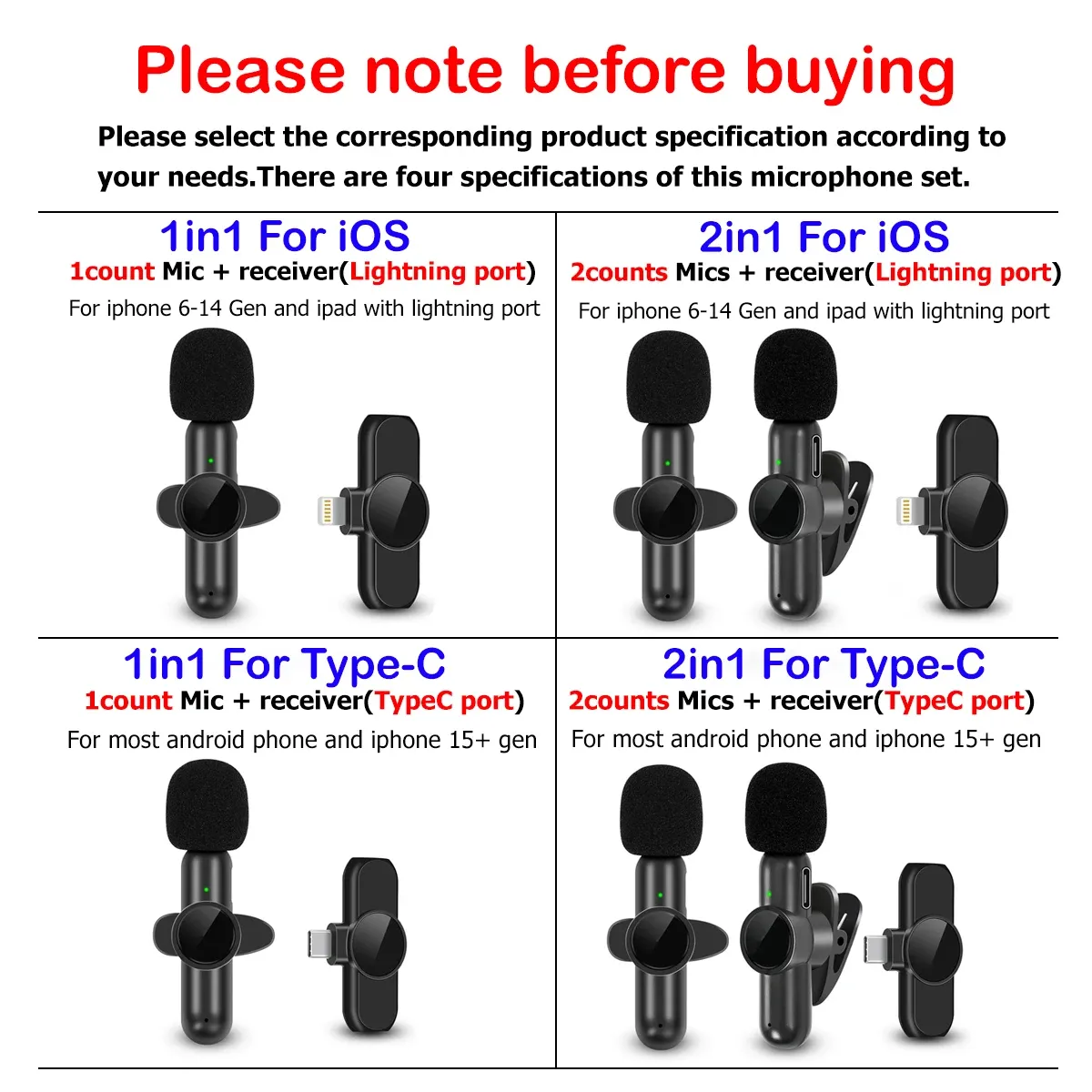 Microphone cravate sans fil avec bonnette anti-vent, mini micro d'enregistrement audio et vidéo pour iPhone et smartphone Android 2