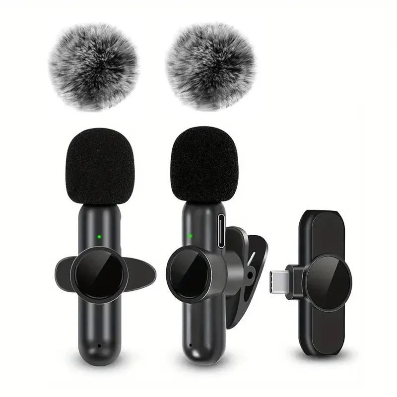 Microphone cravate sans fil avec bonnette anti-vent, mini micro d'enregistrement audio et vidéo pour iPhone et smartphone Android 10