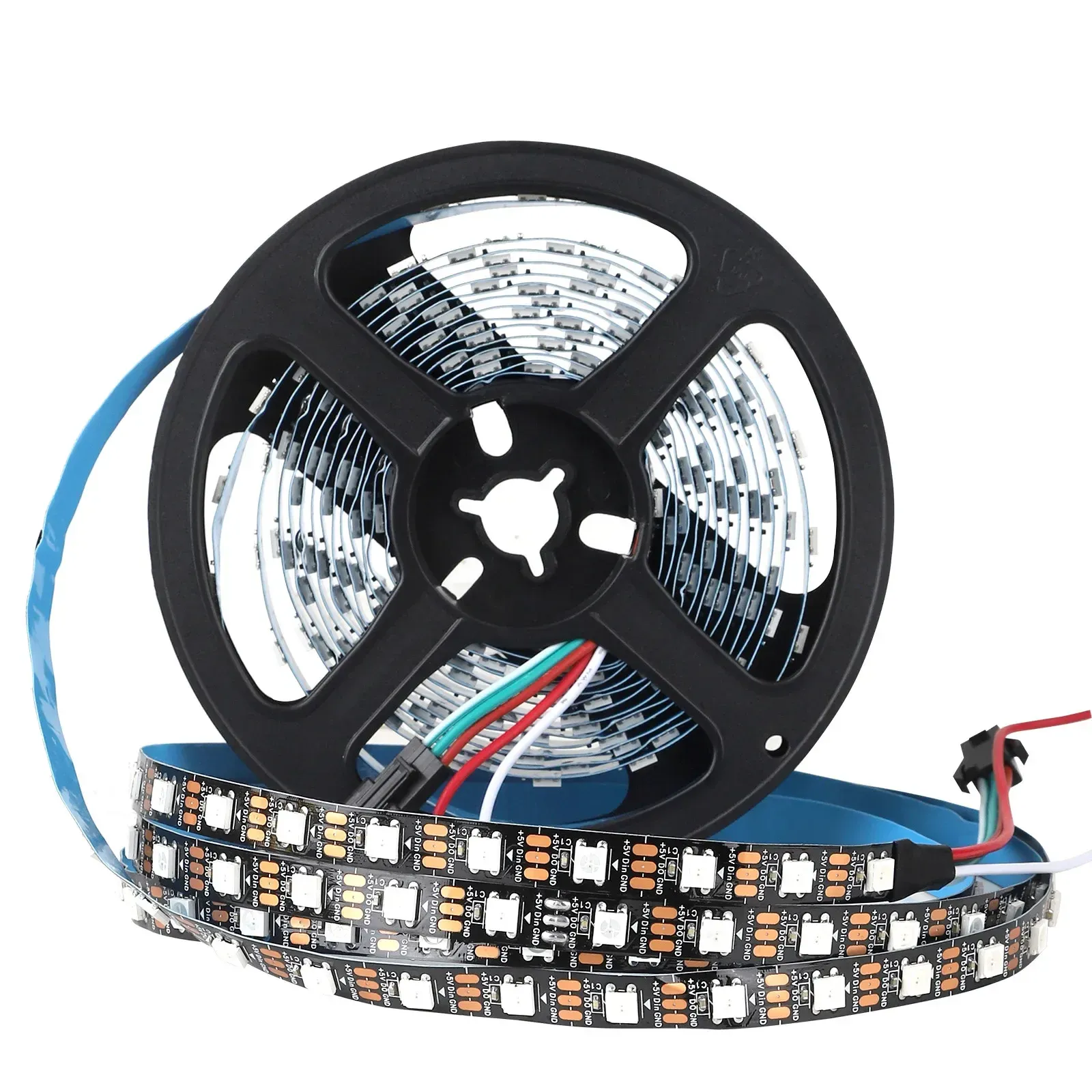 Bande LED intelligente RGBIC WS2812B 5050 adressable individuellement, 30/60/144 pixels/m, DC5V, noir, IP30/IP67 7