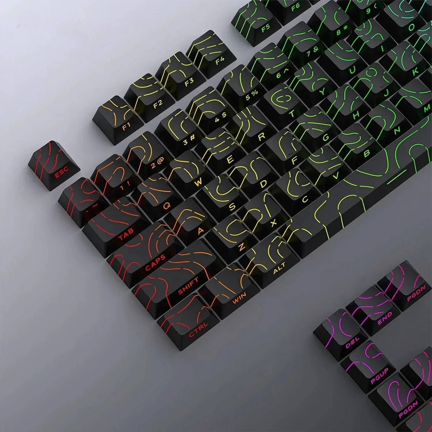 Nouveaux capuchons de touches topographiques Version 4.0, rétroéclairés, 98 touches, PBT, profil Cherry, impression latérale, pour clavier mécanique MX gamer
