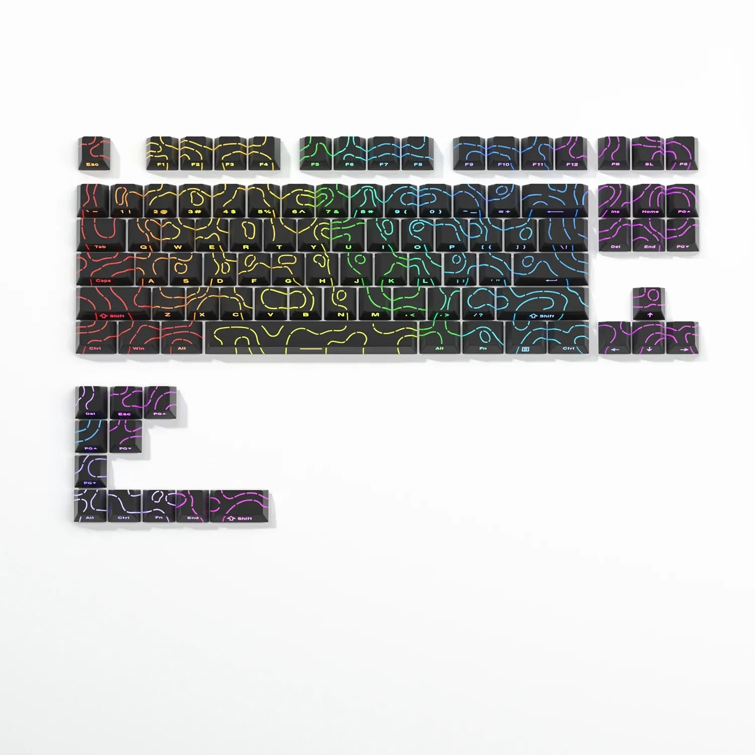 Nouveaux capuchons de touches topographiques Version 4.0, rétroéclairés, 98 touches, PBT, profil Cherry, impression latérale, pour clavier mécanique MX gamer 16