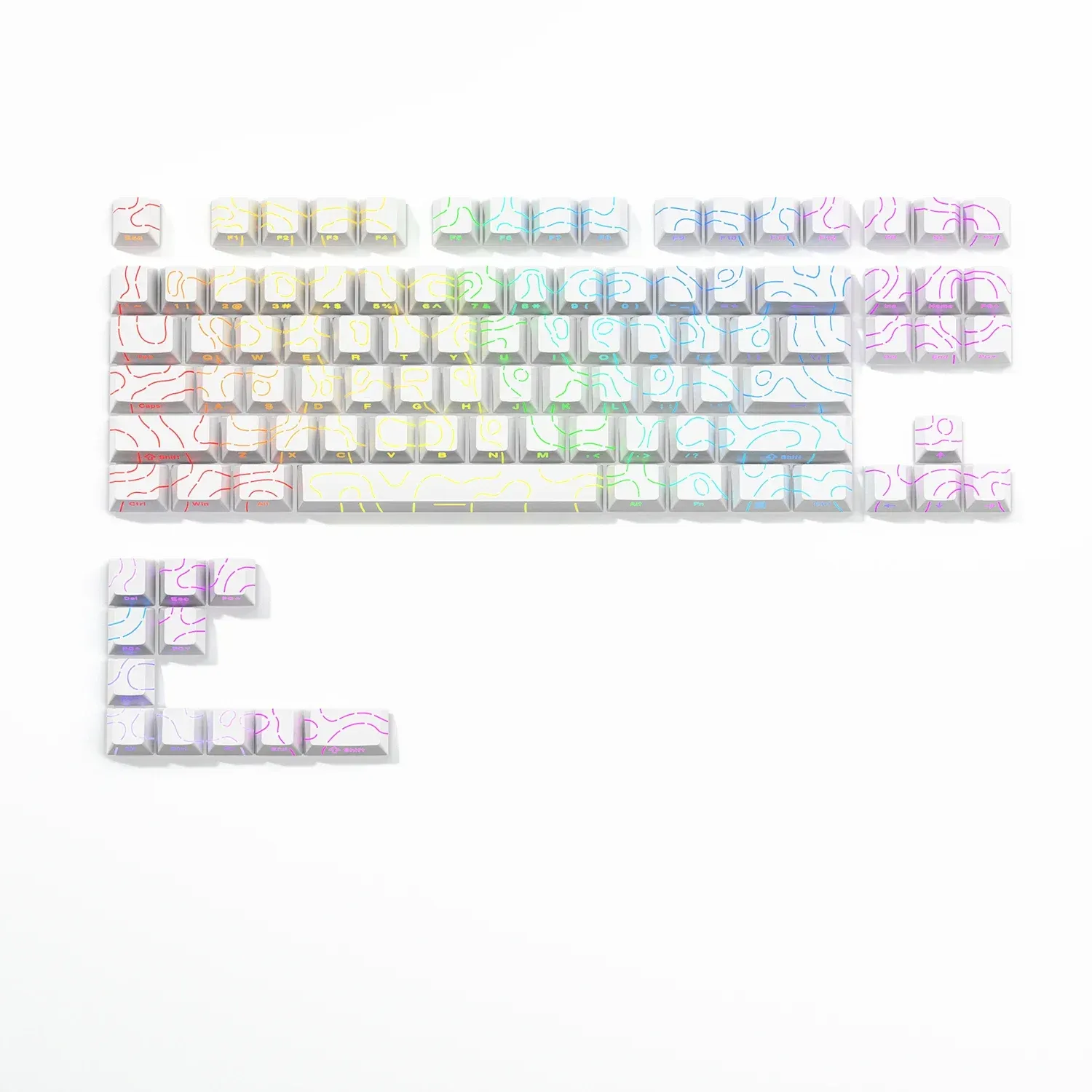 Nouveaux capuchons de touches topographiques Version 4.0, rétroéclairés, 98 touches, PBT, profil Cherry, impression latérale, pour clavier mécanique MX gamer 12