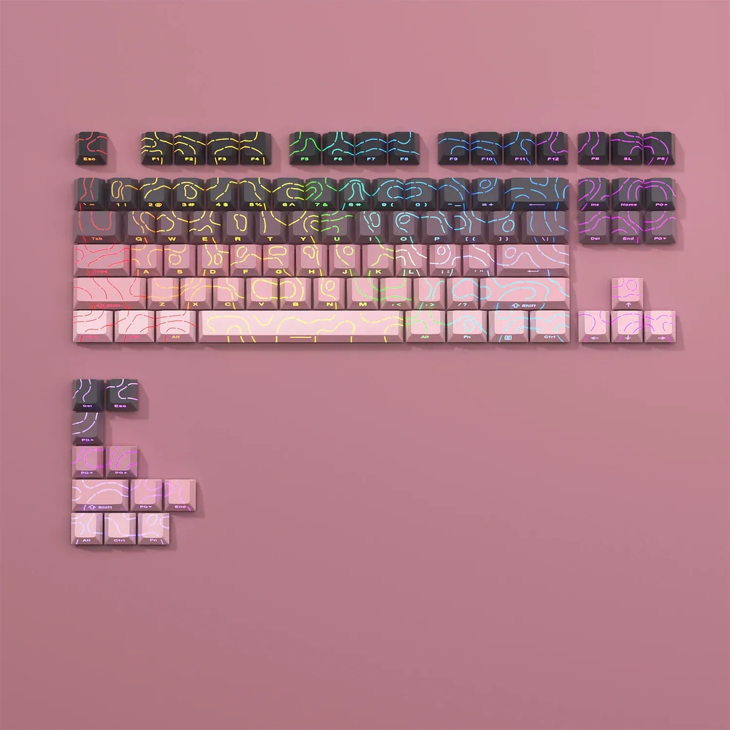 Nouveaux capuchons de touches topographiques Version 4.0, rétroéclairés, 98 touches, PBT, profil Cherry, impression latérale, pour clavier mécanique MX gamer 13