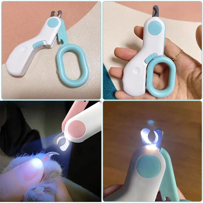 Coupe-ongles professionnel pour animaux de compagnie avec lumière LED, ciseaux de toilettage pour chats et petits chiens 6