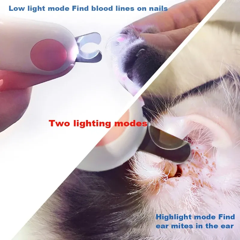 Coupe-ongles professionnel pour animaux de compagnie avec lumière LED, ciseaux de toilettage pour chats et petits chiens 4