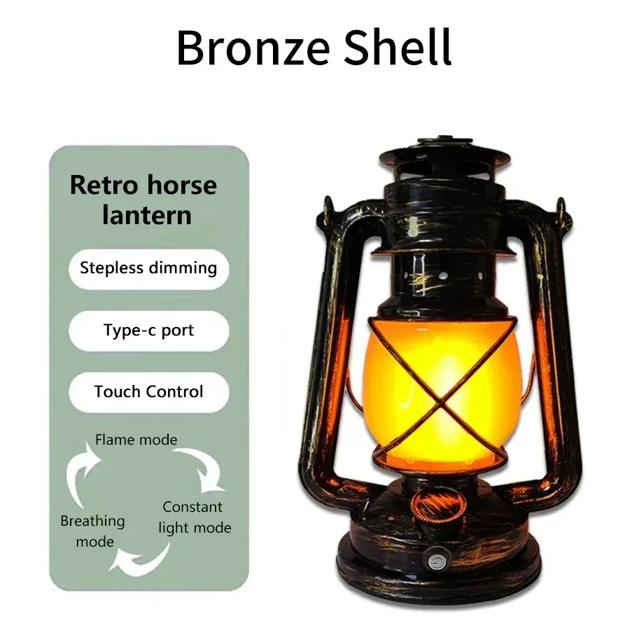 Lanterne Vintage Portable Rechargeable pour Camping et Plein Air, à Suspendre, 3 Modes d'Éclairage, Décoration de Bar et Restaurant 8