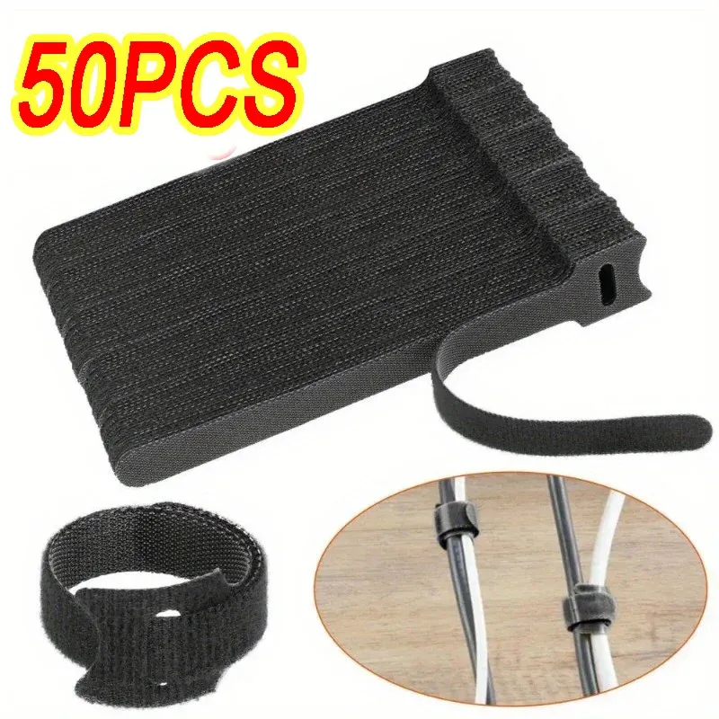 Lot de 50 pièces : organisateurs, enrouleurs et attaches pour une gestion des câbles soignée - Image 1