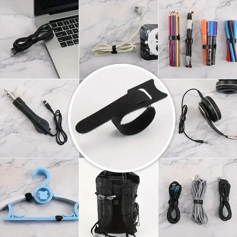 Lot de 50 pièces : organisateurs, enrouleurs et attaches pour une gestion des câbles soignée 5