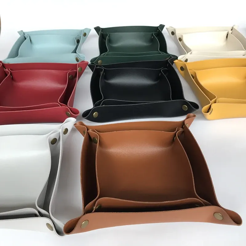 Plateau de rangement en cuir PU, détail des finitions
