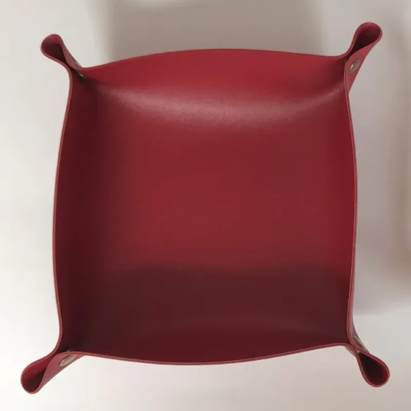 Plateau de rangement de bureau en cuir PU pliable, boîte de rangement pour dés, clés, portefeuille, pièces de monnaie et petits objets, décoration d'intérieur 11