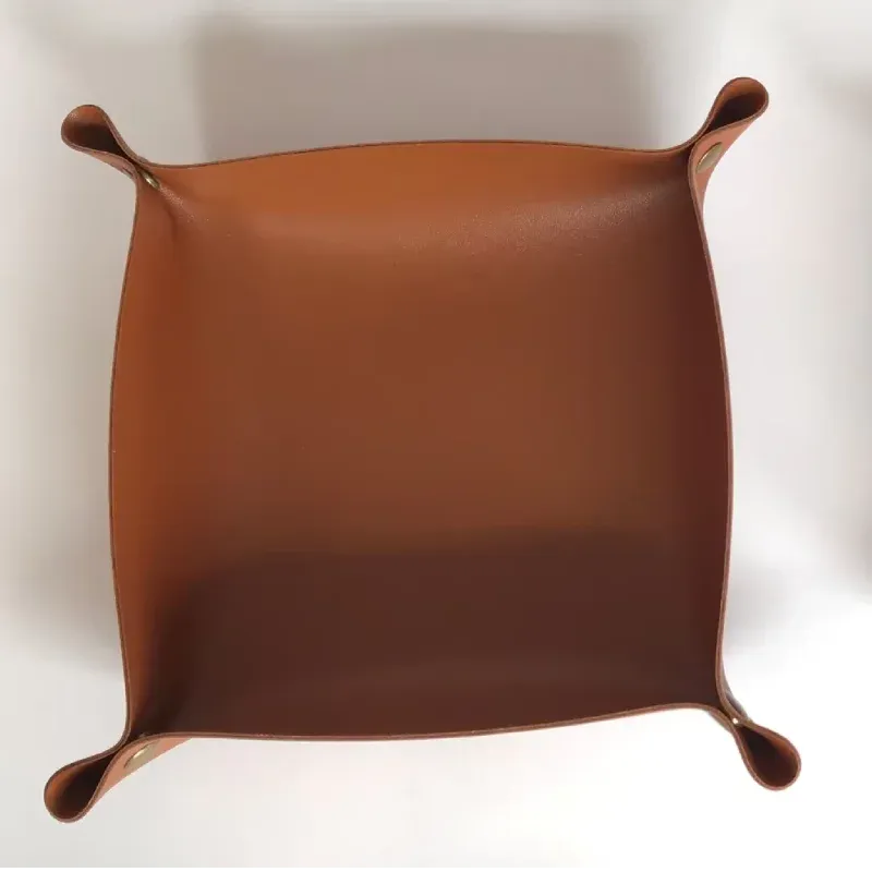 Plateau de rangement de bureau en cuir PU pliable, boîte de rangement pour dés, clés, portefeuille, pièces de monnaie et petits objets, décoration d'intérieur 14