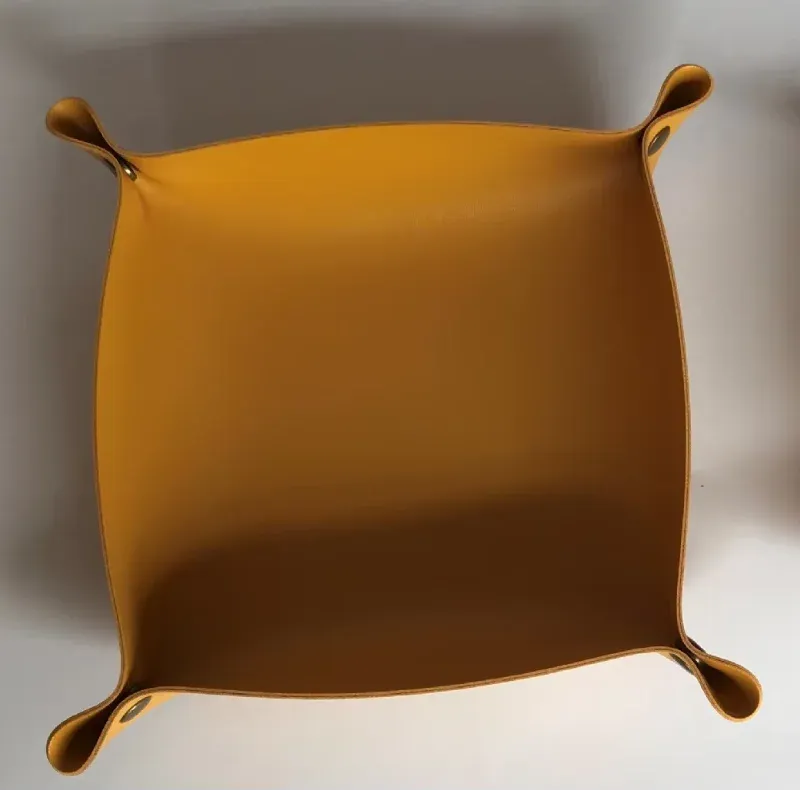 Plateau de rangement de bureau en cuir PU pliable, boîte de rangement pour dés, clés, portefeuille, pièces de monnaie et petits objets, décoration d'intérieur 9
