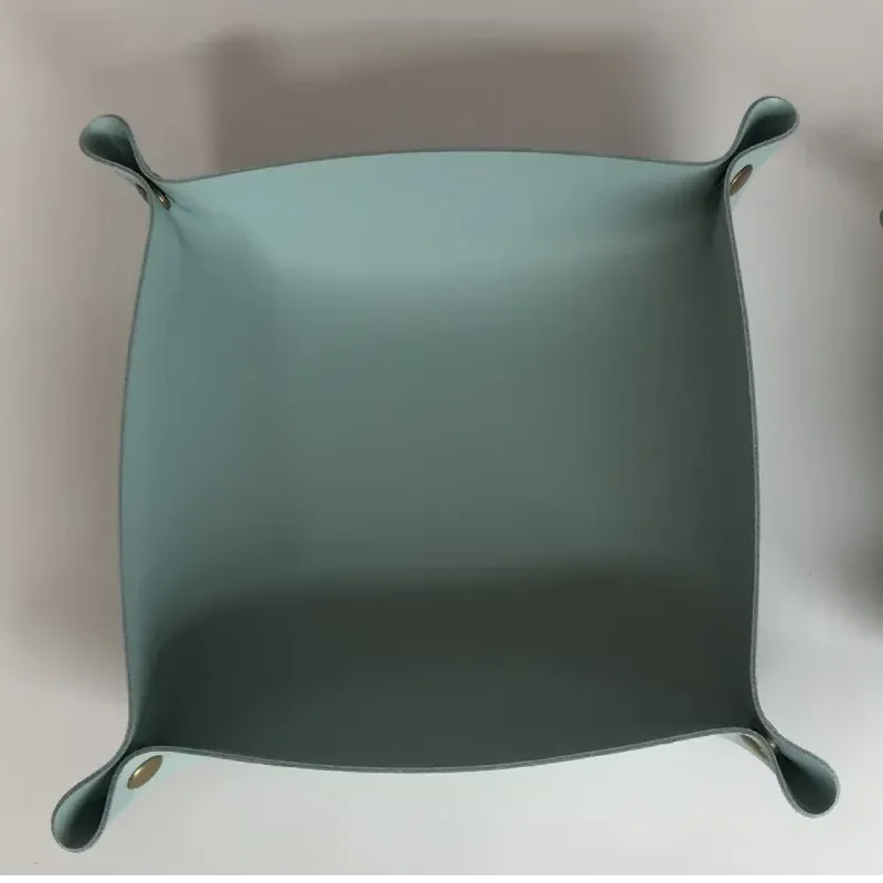 Plateau de rangement de bureau en cuir PU pliable, boîte de rangement pour dés, clés, portefeuille, pièces de monnaie et petits objets, décoration d'intérieur 7