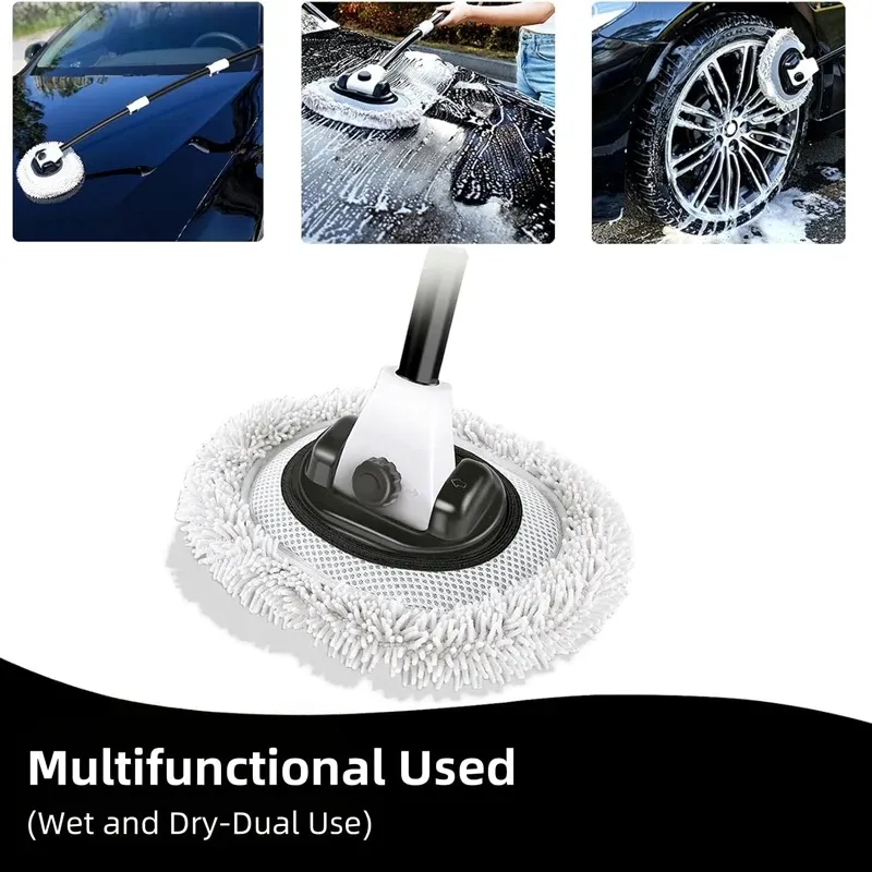 Brosse de lavage de voiture télescopique à long manche, en microfibre douce, lavage universel des vitres et carrosserie 6