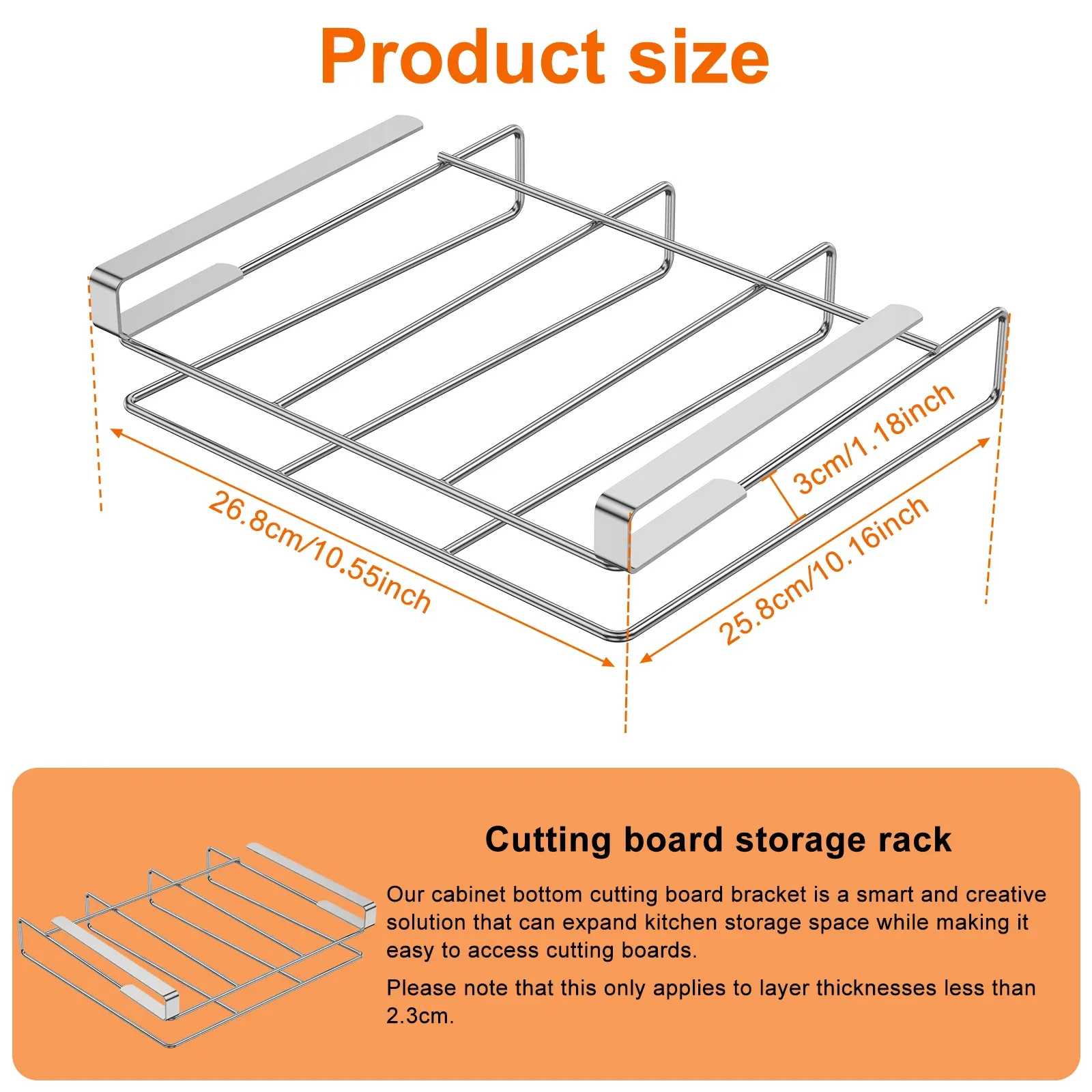 Support organisateur de planche à découper sous armoire, planche à découper suspendue de cuisine, couvercle de pot, support de rangement d'ustensiles de cuisine en acier inoxydable 6