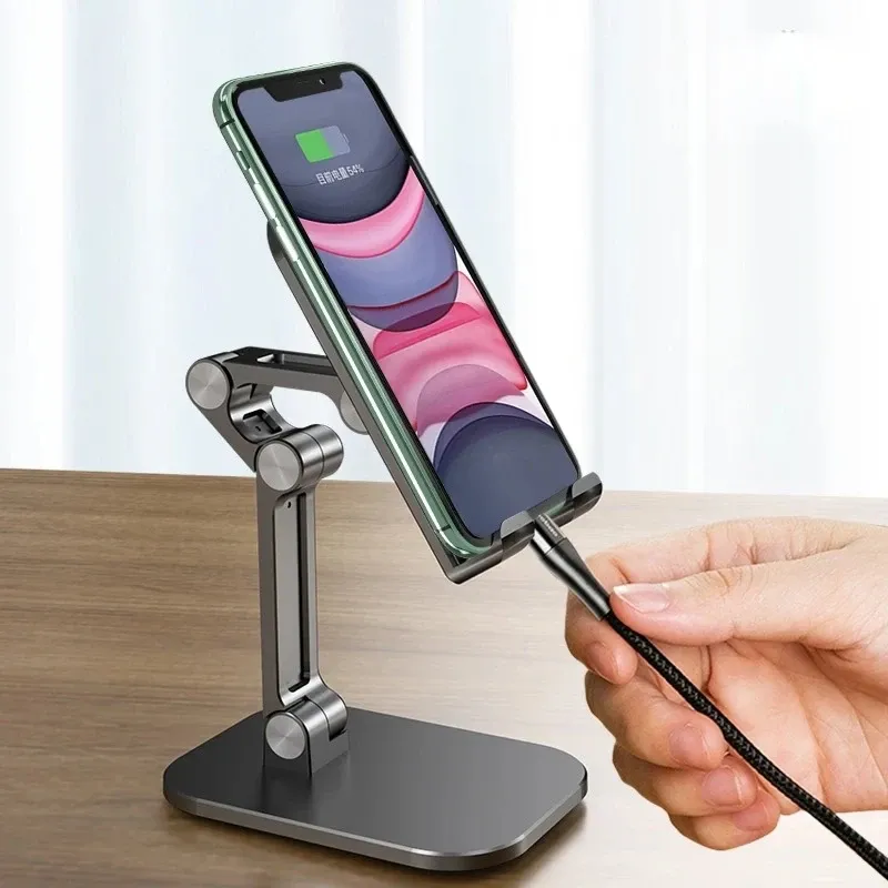 Support de bureau pliable à trois sections pour téléphone portable et tablette, réglable, compatible iPhone et iPad 6