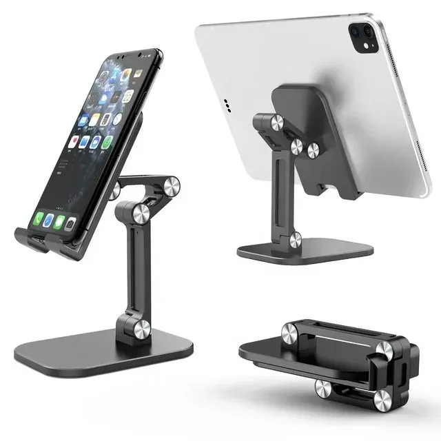 Support de bureau pliable à trois sections pour téléphone portable et tablette, réglable, compatible iPhone et iPad 13