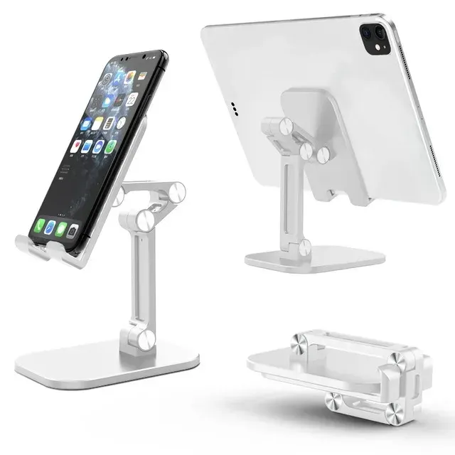Support de bureau pliable à trois sections pour téléphone portable et tablette, réglable, compatible iPhone et iPad 11