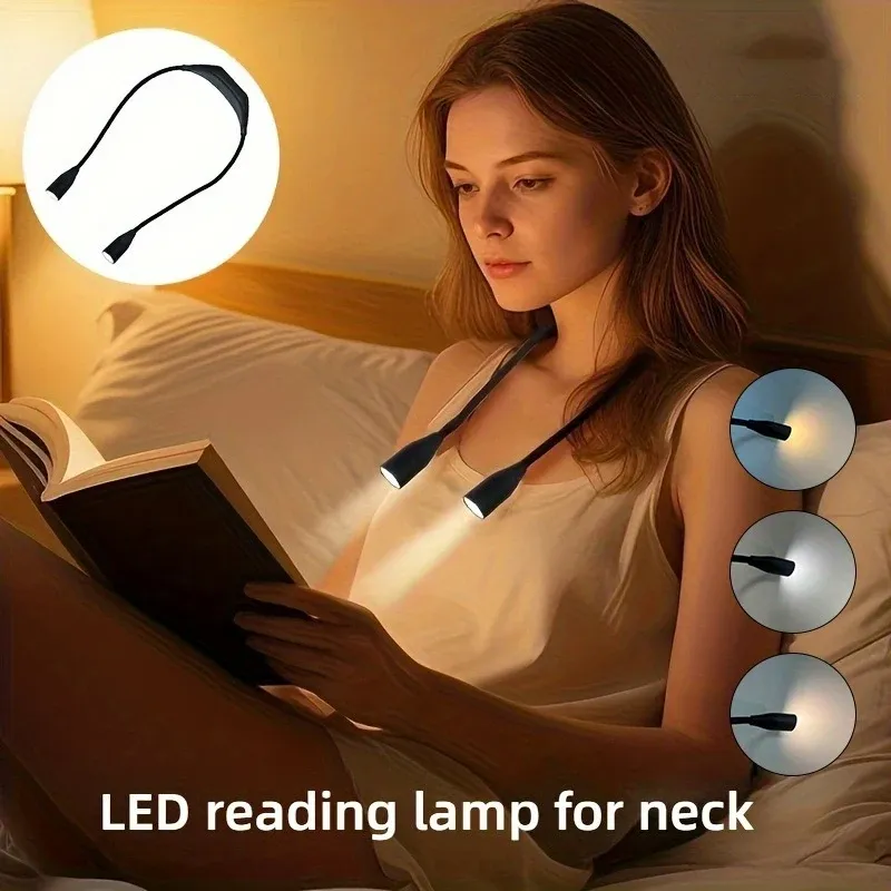 Lampe de lecture LED portable à porter au cou, orientable à 360°