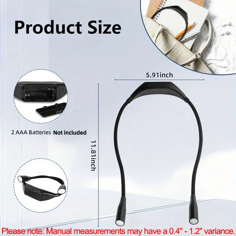 Lampe de lecture LED portable à porter au cou, orientable à 360° 6