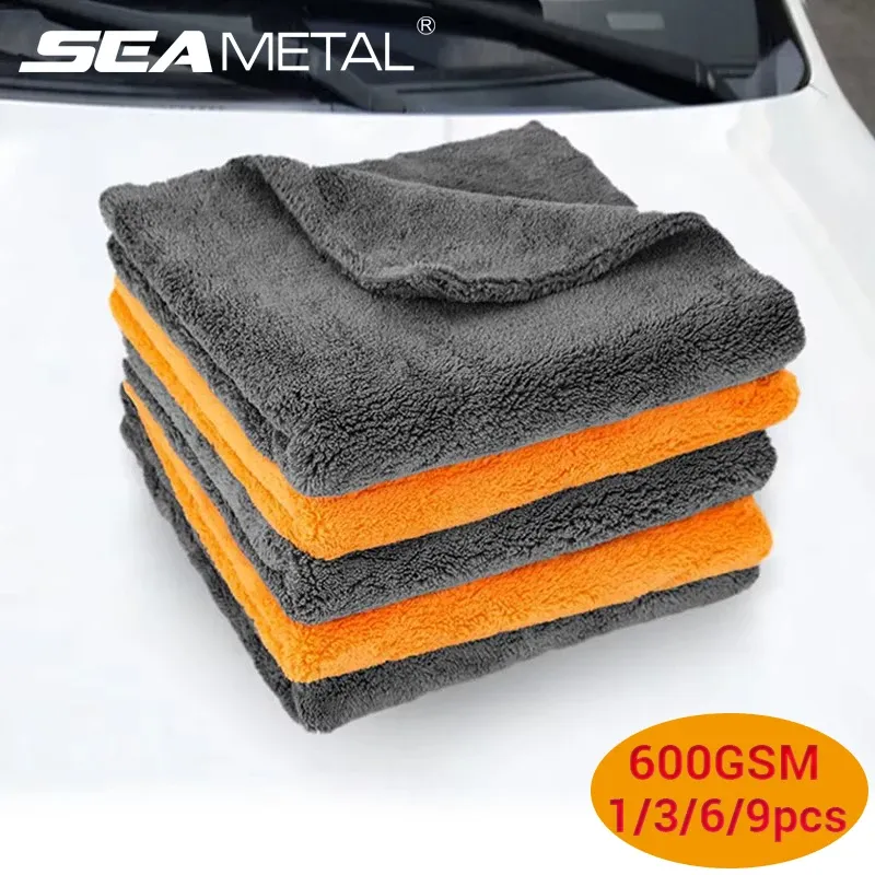 Serviettes de lavage pour voiture en microfibre SEAMETAL, épaisses, 40 x 40 cm, lot de 1, 3, 6 ou 9 pièces (réf. 600101)