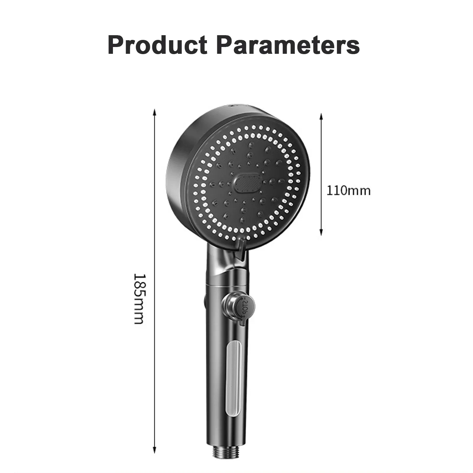 Pommeau de douche noir, finition soignée