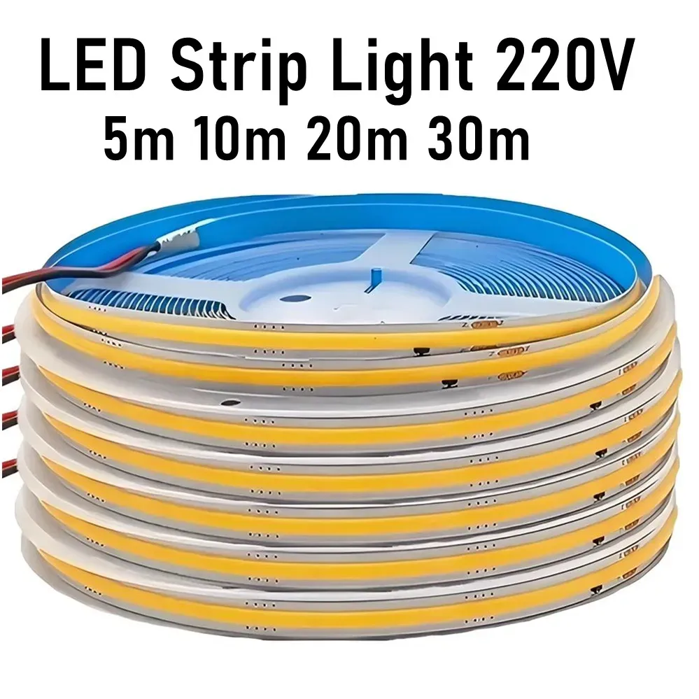 Bande lumineuse LED COB 220 V flexible, 240 LED/m, IRC 90, blanc chaud naturel