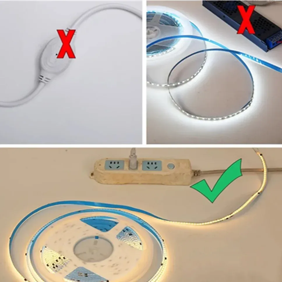 Bande lumineuse LED COB 220 V flexible, 240 LED/m, IRC 90, blanc chaud naturel 6