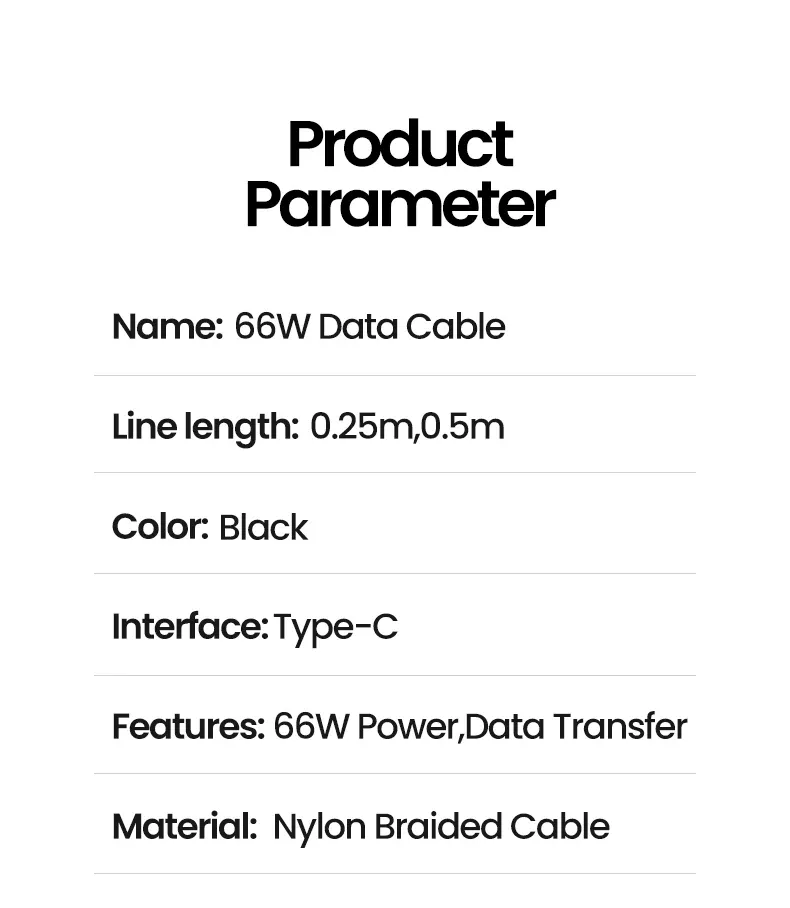 Câble de charge USB-C vue d'ensemble