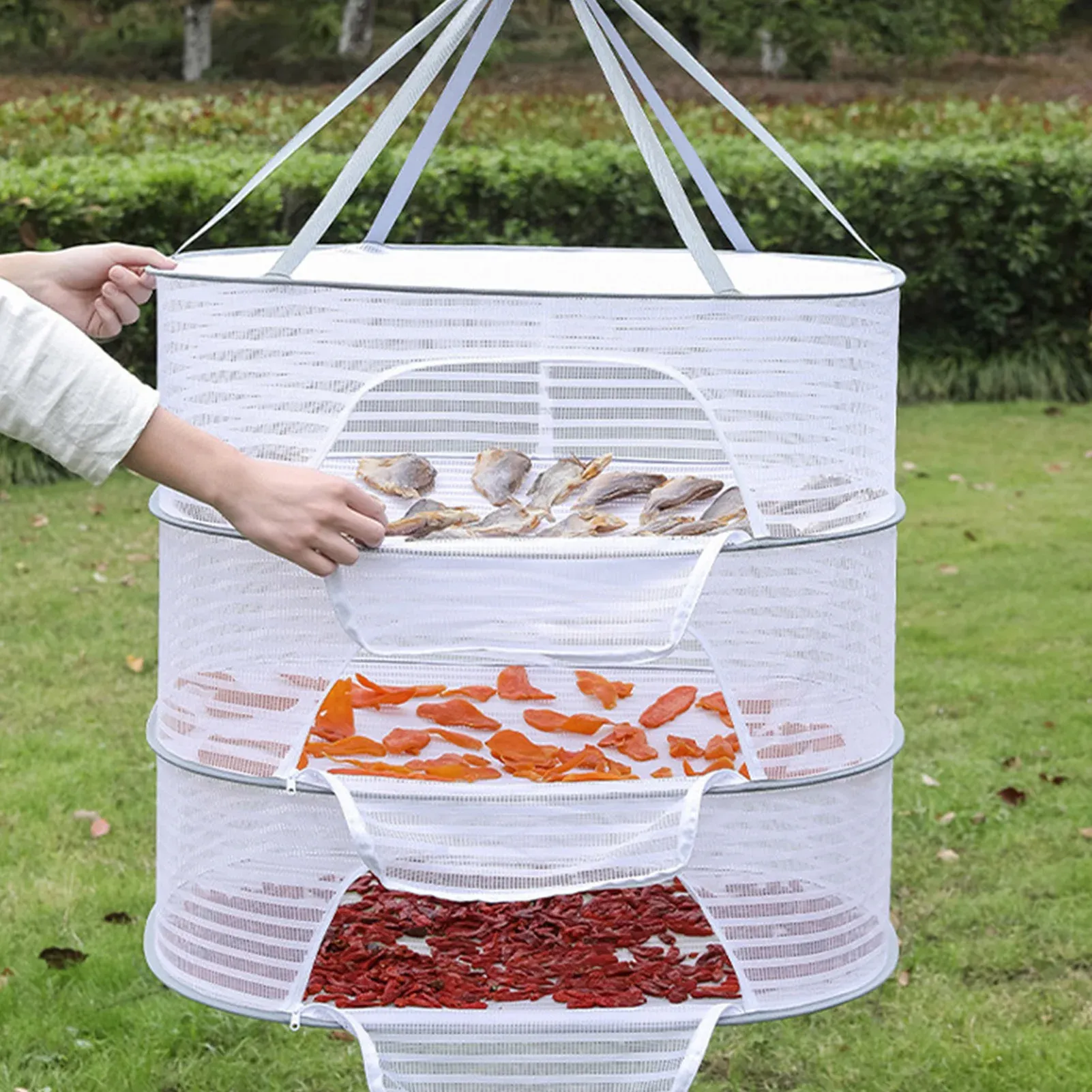 Filet de séchage pliable à suspendre pour balcon, séchage des aliments, poisson et légumes, sac en maille pour linge, 1, 2 ou 3 couches